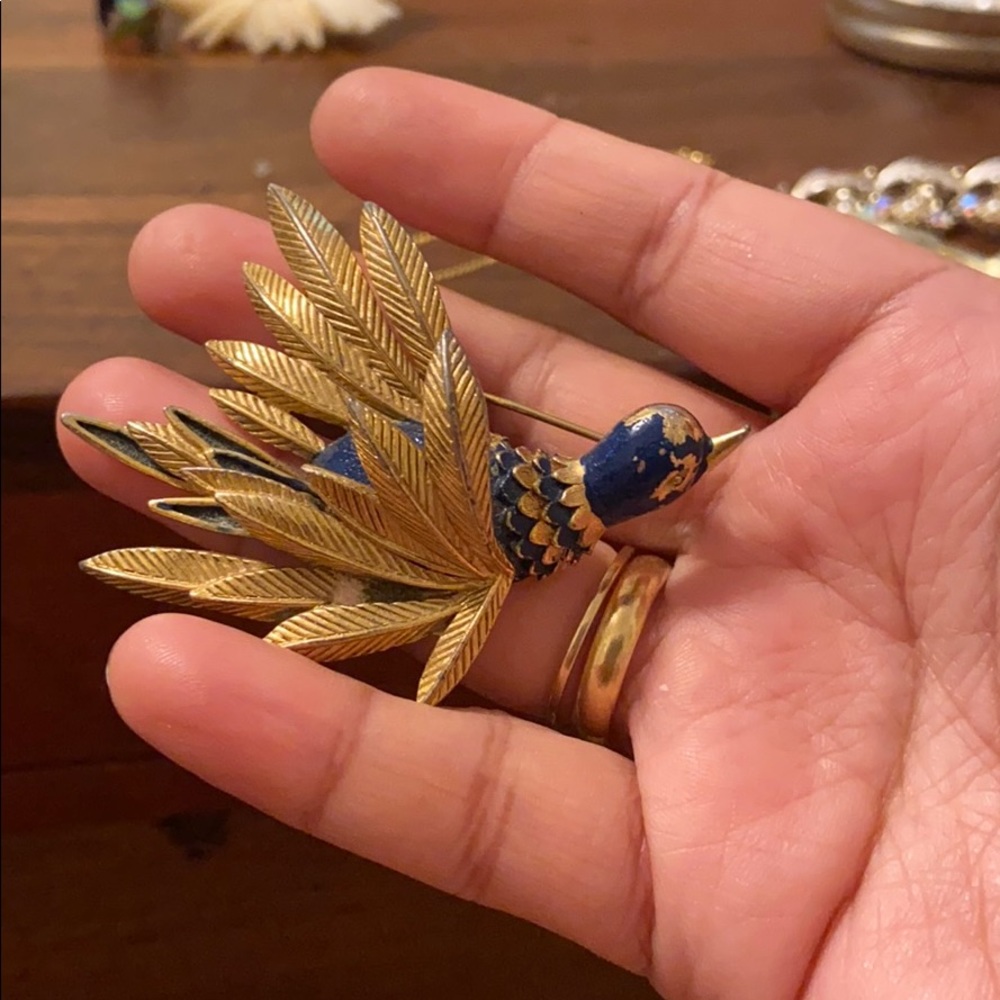 Blue bird brooch